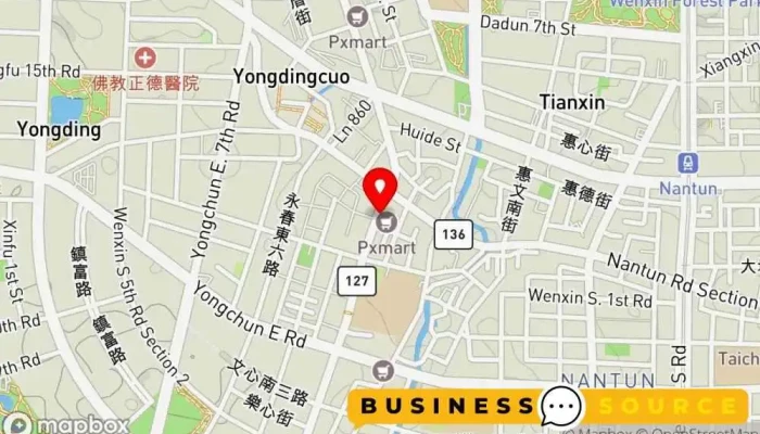 地图 全聯福利中心Pxmart 台中黎明 超市, 折扣超市 在 Taichung City, Nantun District